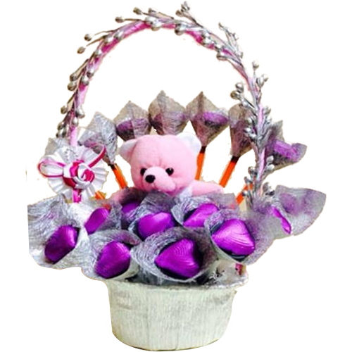 Exclusive Chocolate Day Teddy Basket