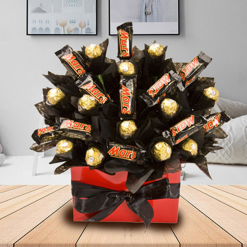 Yummy Bouquet of Mars and Ferrero Rocher Chocolate