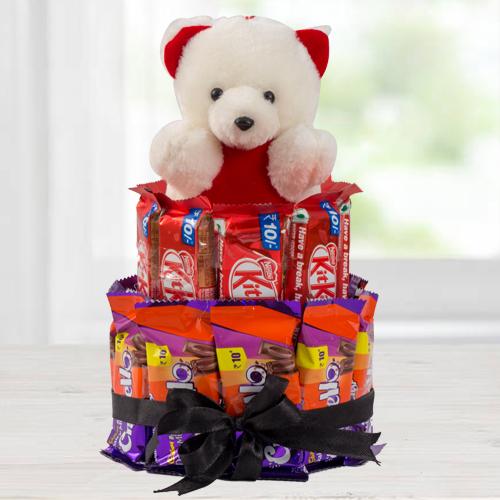 Amazing Chocolate n Teddy Arrangement