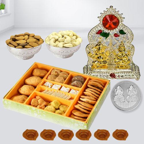 Exclusive Diwali Sweets with Dry Fruits Snack n Laxmi Ganesh Mandap Coin n Free Diya