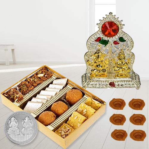 Marvelous Diwali Gifts and Sweets Box from Haldiram/Bhikaram Coin n Free Diya