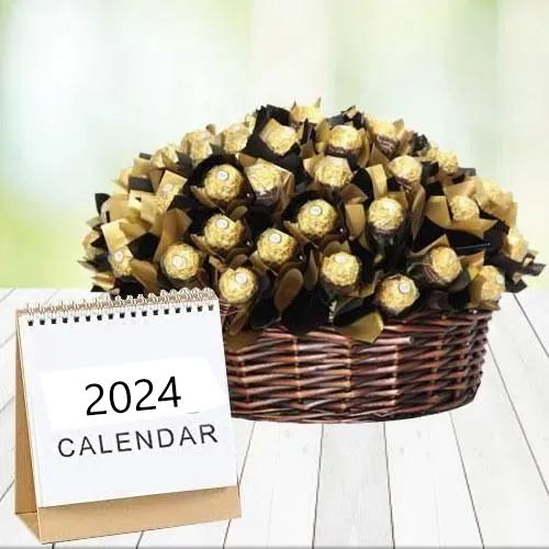 Delicious Ferrero Rocher Chocolates arranged in Basket