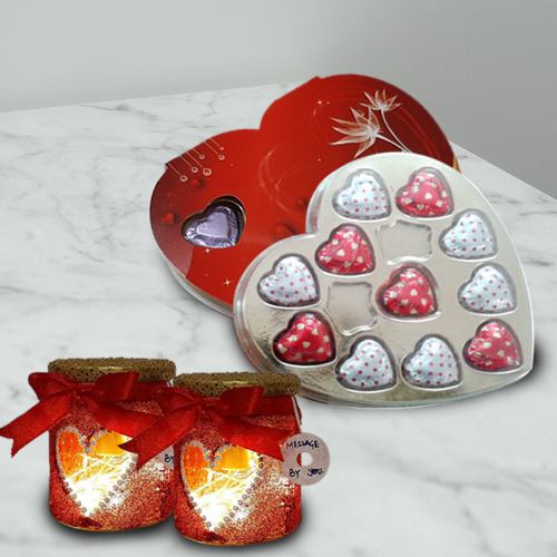 Delicious Heart Shape Chocolates Box with LED Lamp Gift Combo for your Valentine