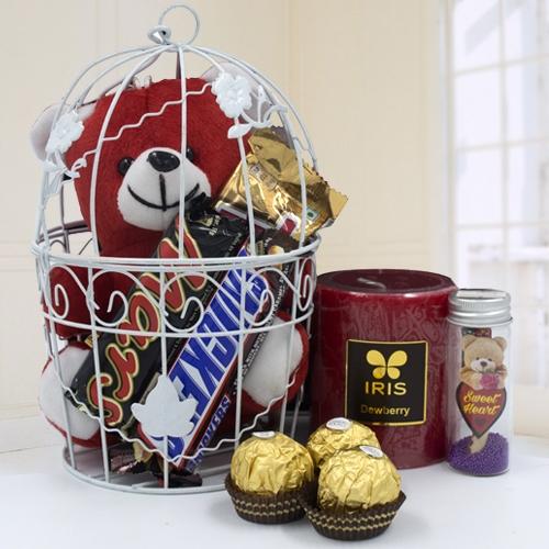 Amazing Love Cage of Teddy n Chocolates