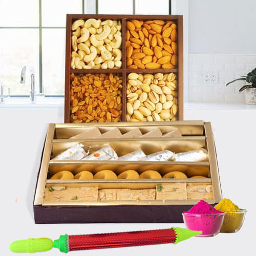 Delightful Mixed Sweets from Haldirams n Dry Fruits Combo for Holi