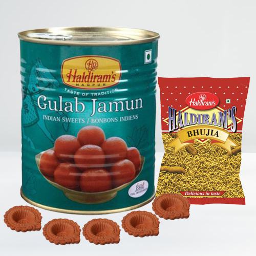 Tasty Haldiram Sweets n Snacks with Mud Diya