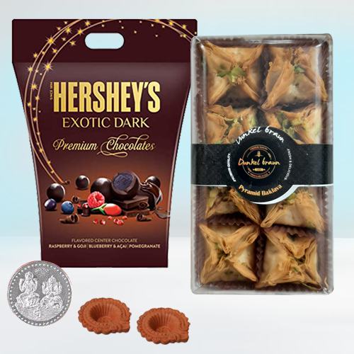 Ideal Gift of Hersheys Dark Chocolates with Pyramid Baklawa Free Coin N Diya