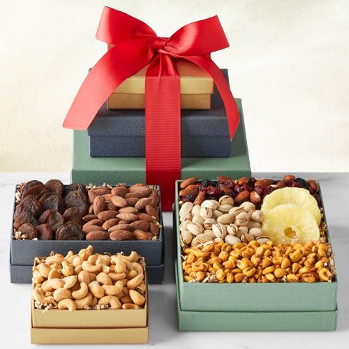 Crafty Xmas Triple Tower Gift of Exotic Dry Fruits