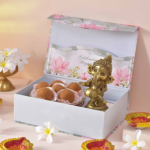 Divine Diwali Duet Box  Ganesha  N  Laddoo