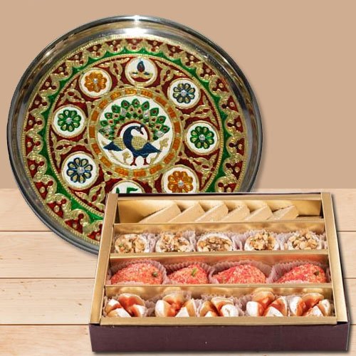 Exquisite Subh Labh Stainless Steel Thali with Haldirams Sweets