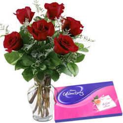 Red Roses N Cadbury Celebrations Combo