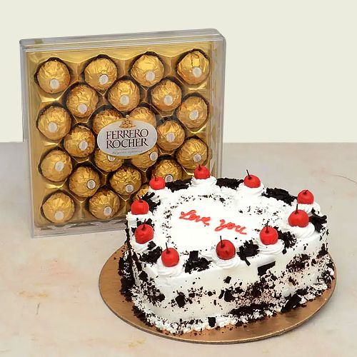 Delightful Love You Black Forest Cake N Ferrero Rocher Treat