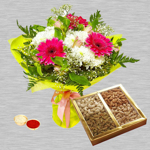 Mixed Flower Bouquet with Dry Fruits