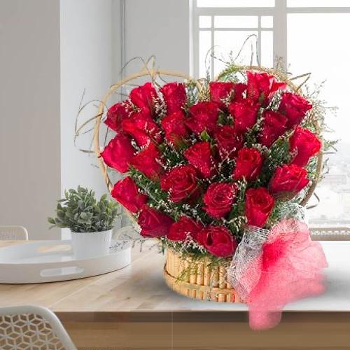 Impressive Red Roses Heart Shaped Arrangement