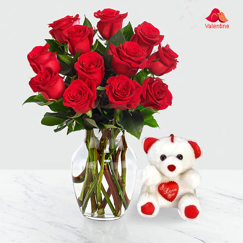 Red Roses in Heart Shape Arrangement.