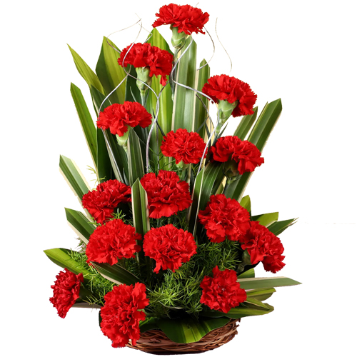 Attractive Red Carnations Basket