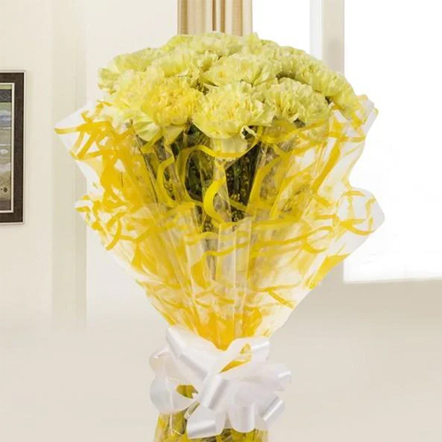 Dazzling Bouquet of Yellow Carnations