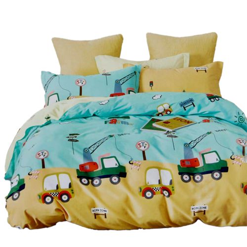 Exclusive Car Print Double Bed Sheet with Pillow Cover