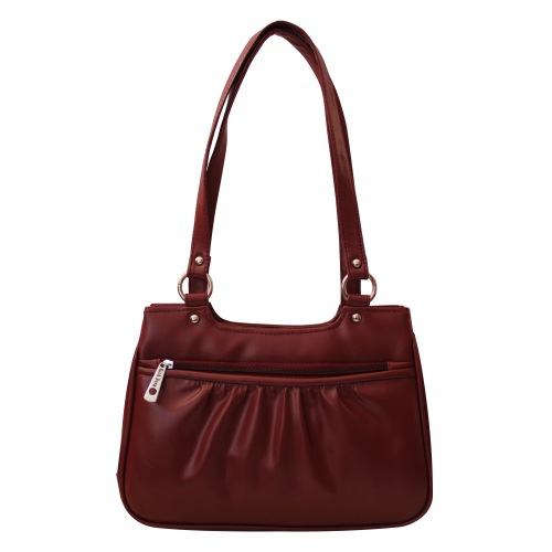 Attractive Maroon Dual Zip Ladies Shoulder Bag