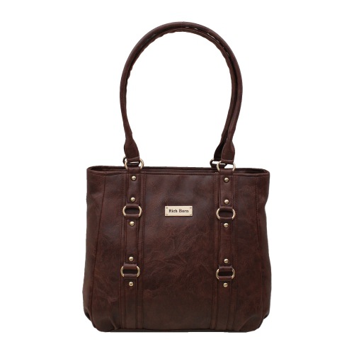 Brown Parallel Strips Ladies Vanity Bag