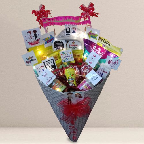 Charming Cone Shape Hamper of Goodies