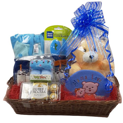 Exclusive Gift Basket for Baby Boy with Ferrero Rocher Chocolates