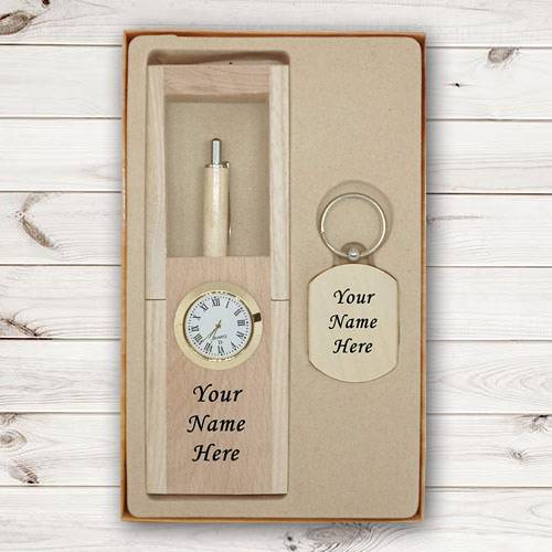Personalized Wooden Pen n Keychain Combo