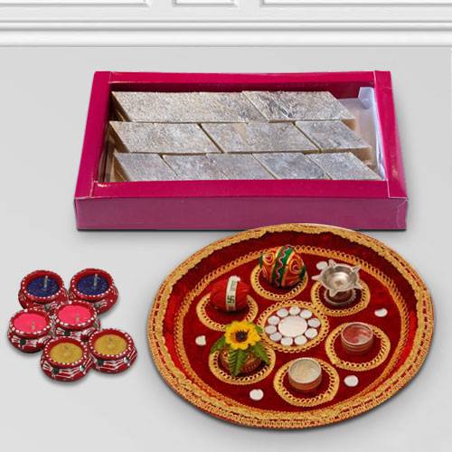 Yummy Katli with Diwali Thali