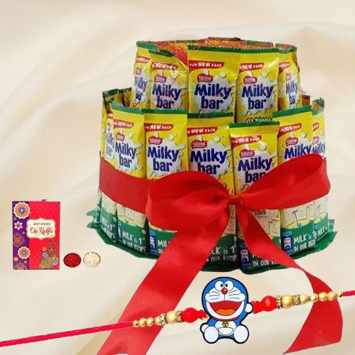 Doremon Rakhi with 2 Tier Nestle Milky Bar