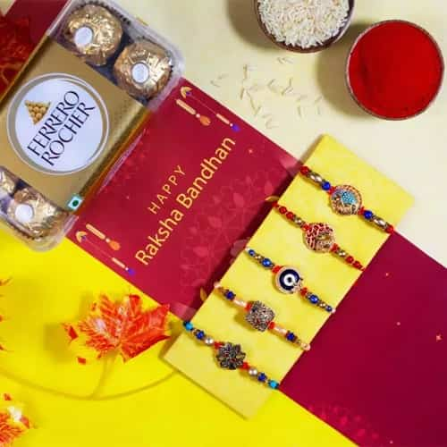 Charming Rakhi and Chocolate Combo