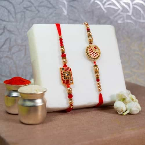 Premium Kundan Rakhi Set of 2