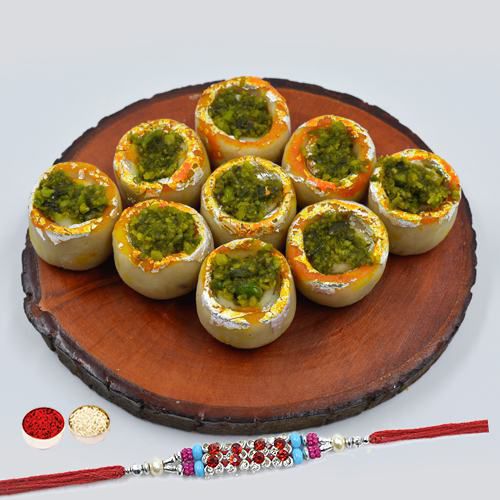 Ethnic Rakhi with Haldiram Kaju Pista Meetha