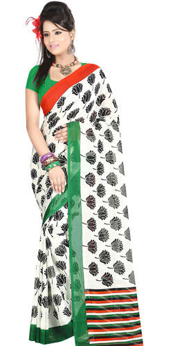 Mind-Blowing White in Shades Dani Georgette Printed Saree with Floral Prints