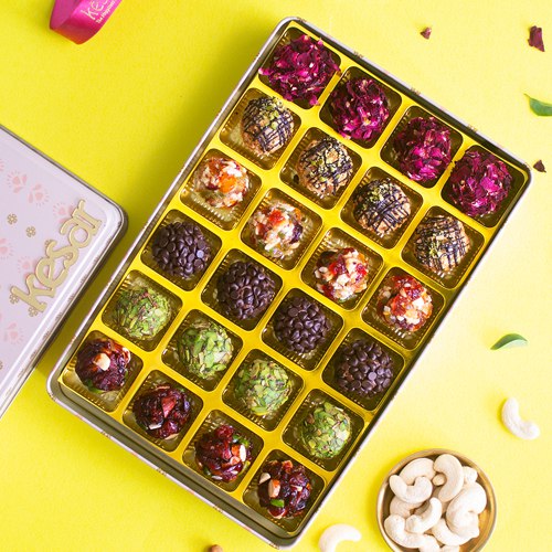 Luxurious Assorted Laddoos Box By Kesar