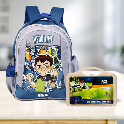 Exciting Ben 10 School Bag n Colouring Set
