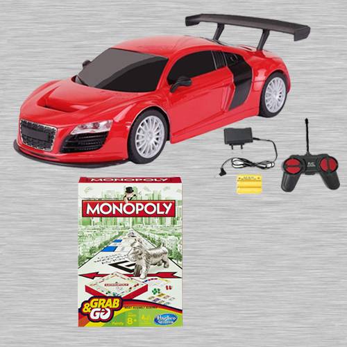 Amazing Racing Car with Remote Control N Monopoly Grab N Go Game