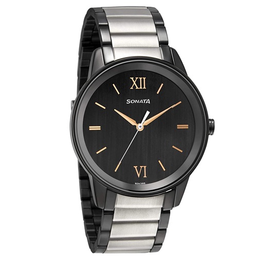 Dapper Sonata Beyond Gold Black Dial Mens Watch