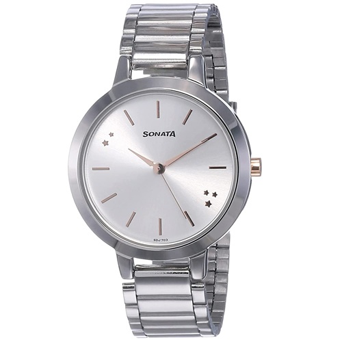 Pleasing Sonata Play Analog Silver Dial Womens Watch